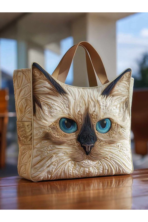 Swirly Ragdoll Quilted Tote Bag