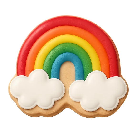 Swirly Rainbow with Cotton Clouds Cookie Cutter & Stamp - 4x3.5 Fun Kitchen Baki