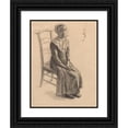 thumbnail image 1 of Swiss 19th Century 15x18 Black Ornate Wood Framed Double Matted Museum Art Print Titled - Seated Girl in Peasant Costume (19th Century), 1 of 5