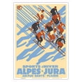 thumbnail image 1 of Swiss Alpes and Jura Mountains - Winter Ski Sports - Paris-Lyon-Mediterrannee (PLM) - Vintage Railroad Travel Poster by Éric de Coulon c.1932 - Master Art Print 10in x 14in, 1 of 4