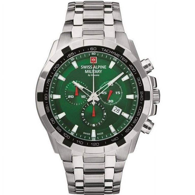 Swiss Alpine Military by Grovana Star Fighter Chronograph Dial Quartz 100M  Mens Watch, Black Green