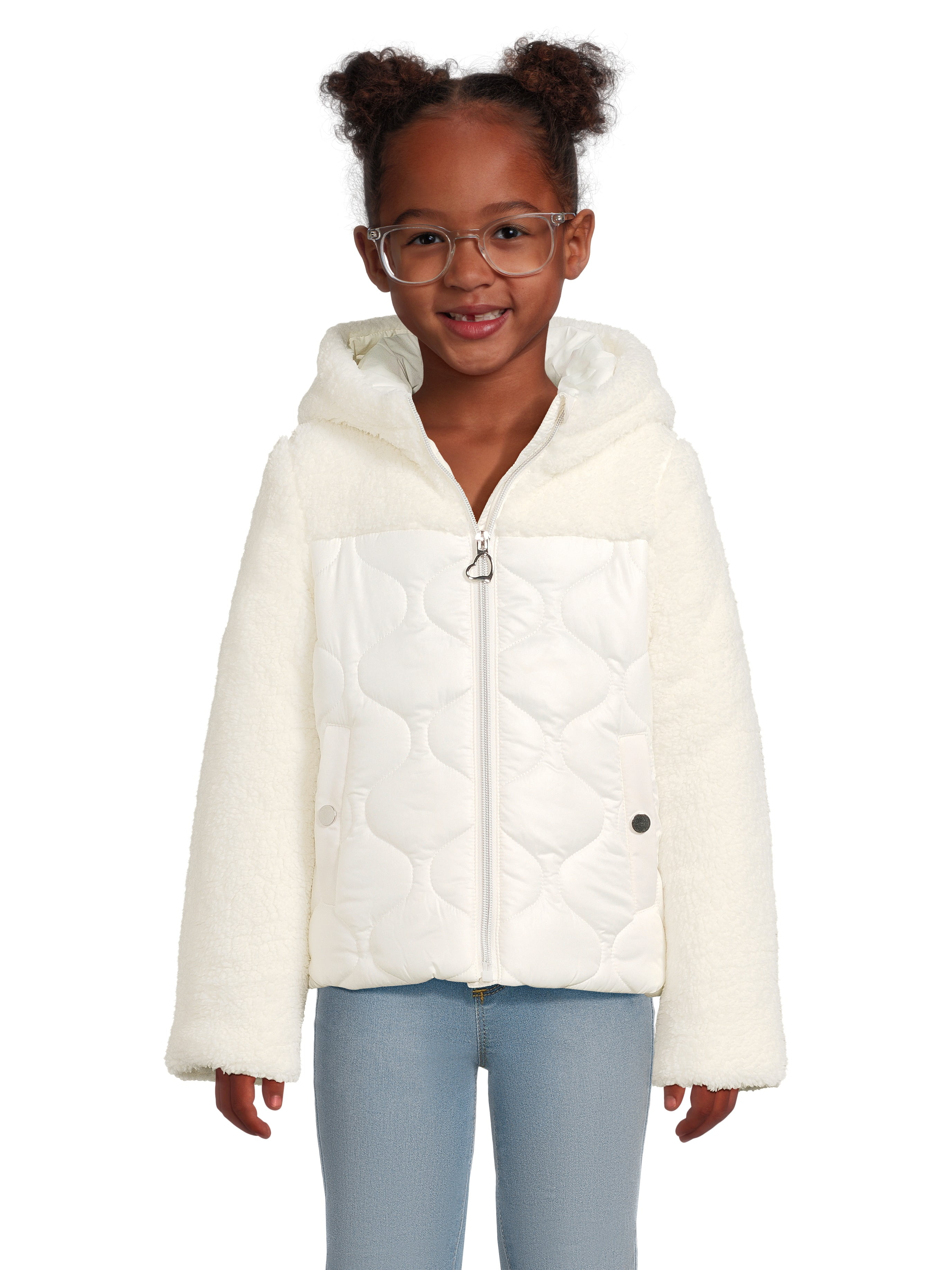 Swiss Alps Girls Hooded Quilted Fleece Jacket, Sizes 4-16 - Walmart.com