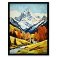 thumbnail image 1 of Swiss Alps In Autumn Oil Painting Switzerland Snow Capped Peaks Over Idyllic Alpine Meadow Artwork Framed Wall Art Print A4, 1 of 5