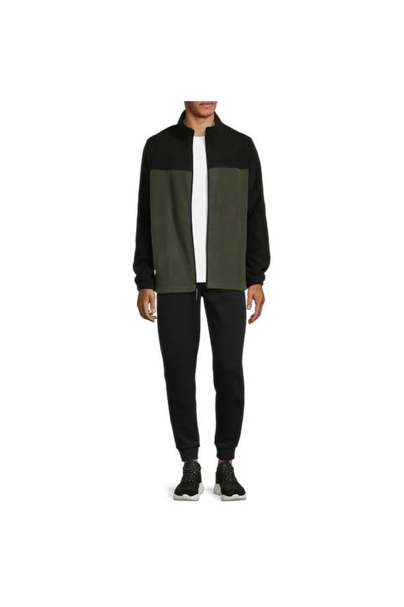 Mens Full Zip Polar Fleece Jacket (Large, Olive)