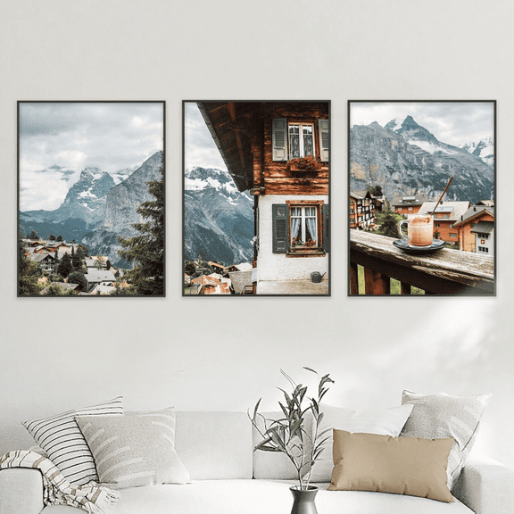 Swiss Alps Mountain Landscape Photography Poster Set Set 3 , Poster Only