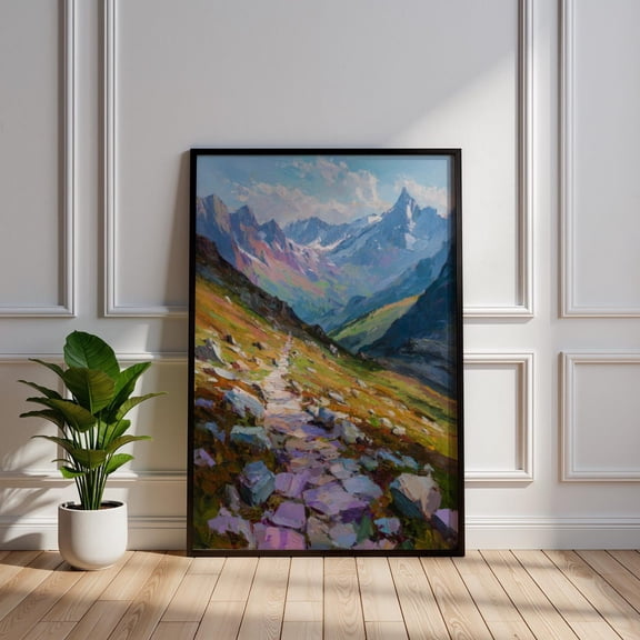 Swiss Alps Mountain Trail Hiking Poster Unframed Paper Print