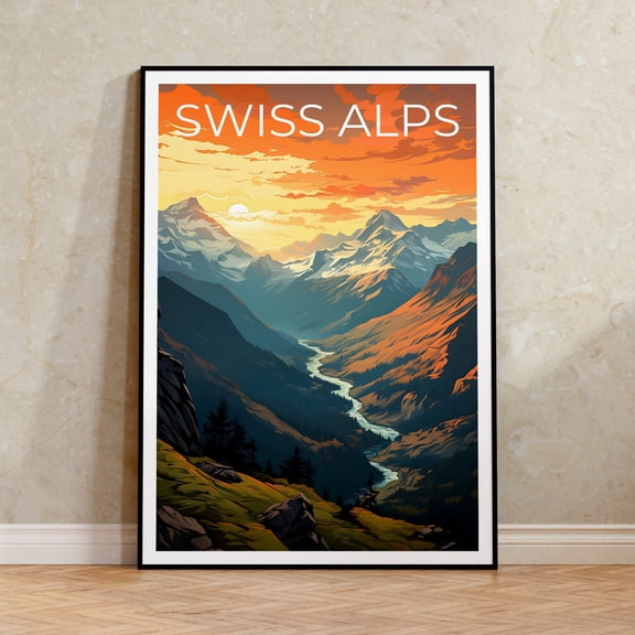 Swiss Alps Travel Poster Switzerland Wall Art Switzerland Poster Swiss Alps Poster Mountain Poster Nature Poster Swiss Alps Art, Poster Only