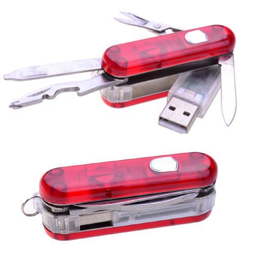 Swiss Armyinspired Pocket Knife with USB Drive and Flashlight