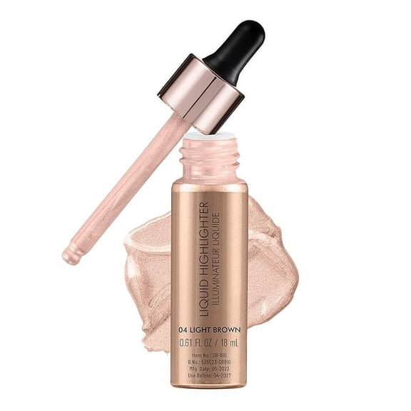 Swiss Beauty Drop & Glow Liquid Highlighter For Face Makeup With Dewy Finish | Shade -Light Brown, 18ml