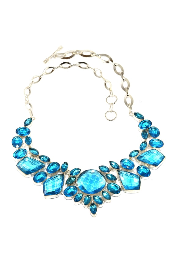 Swiss Blue Quartz Gemstone Friends 925 Silver Jewelry Necklace 16-18''