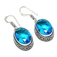 thumbnail image 1 of Swiss Blue Topaz Earrings 925 Silver | Handmade Gemstone Dangle Earrings | December Birthstone Gift for Her, 1 of 1