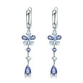 thumbnail image 1 of Swiss Blue Topaz Floral Earrings, Dangle Drop Earrings in 925 Sterling Silver, 1 of 6
