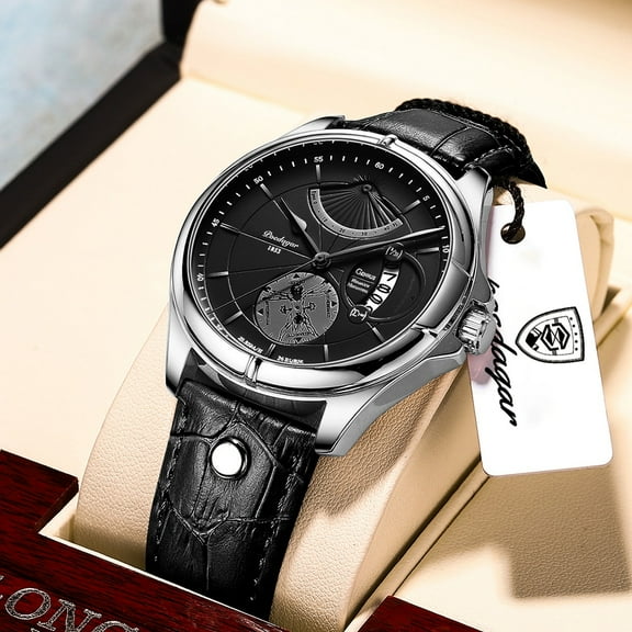 Swiss Brand POEDAGAR Men Watch Fashion Top Luxury Sport Men's Wristwatch Waterproof Luminous Leather Date Quartz Watches Man Box