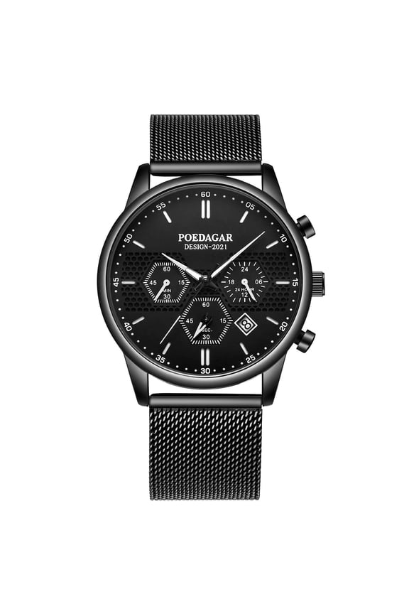 Swiss Brand POEDAGAR Men Watch Sport Chronograph Waterproof Luminous Date Wristwatch Fashion Ultra Thin Mesh Belt Men's Watches