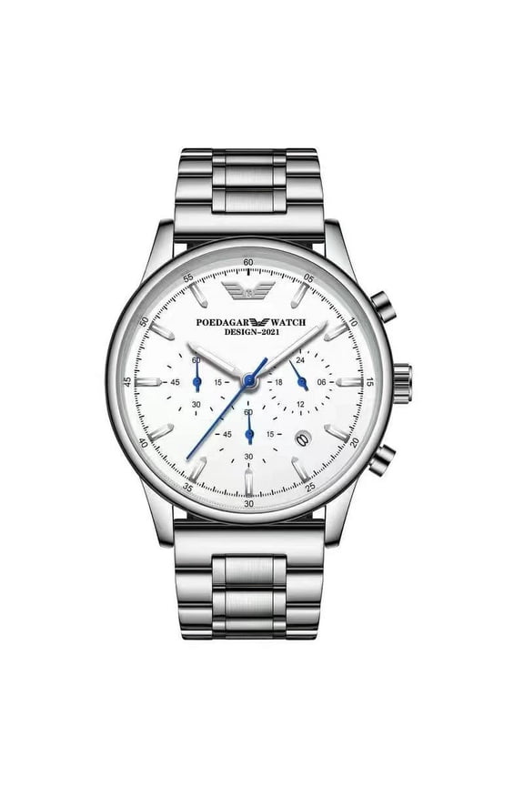 Swiss Brand POEDAGAR Sport Chronograph Men Watch Top Luxury Waterproof Luminous Stainless Steel Quartz Wristwatch Date Watches