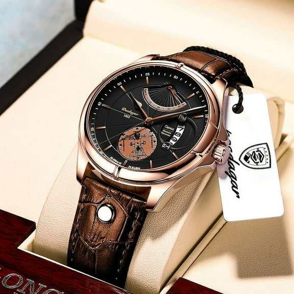 Swiss Brand Poedagar Men Watch Fashion Top Luxury Sport Men's Wristwatch Waterproof Luminous Leather Date Quartz Watches Man Box - Quartz Wristwatches