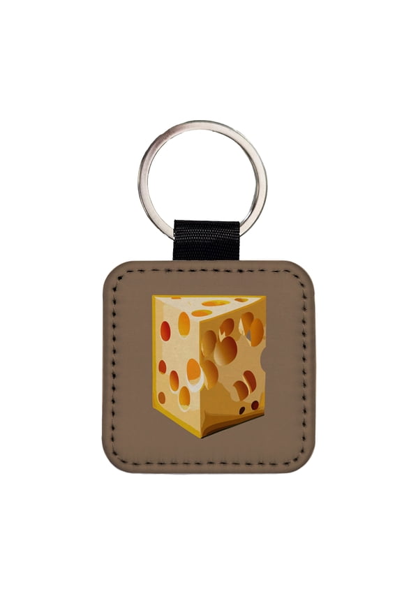 Swiss Cheese Faux Leather Square Keychain