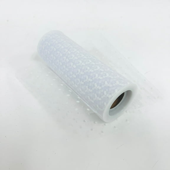 Swiss Color Dot Tulle Roll White