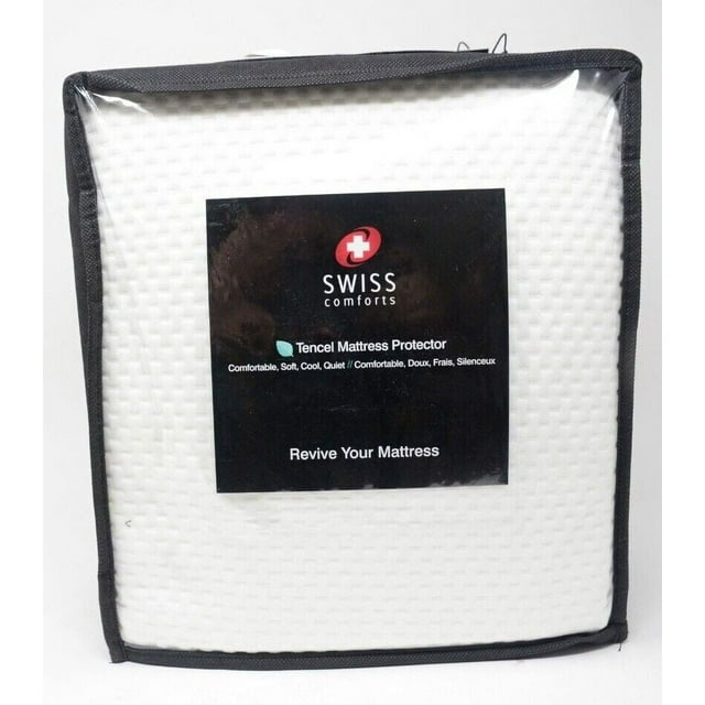Swiss Comforts King Tencel Mattress Protector White Soft Cool Quiet