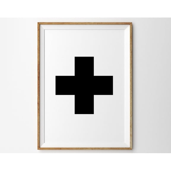 Swiss Cross Print Scandinavian Print Plus Sign Cross Minimalist Print Scandinavian Art Nordic Print Cross Poster Modern Wall Art, Modern Wall Decor, 16x24 UNFRAMED