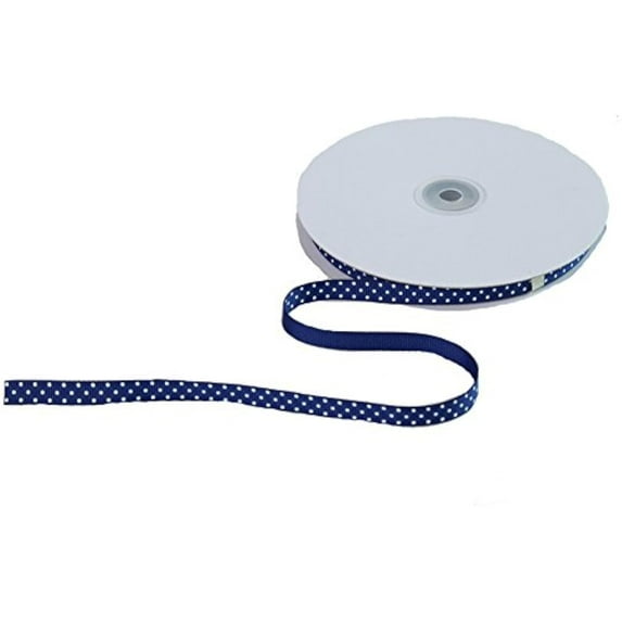 Swiss Dot Printed Grosgrain Ribbon 3/8 inch Royal-White