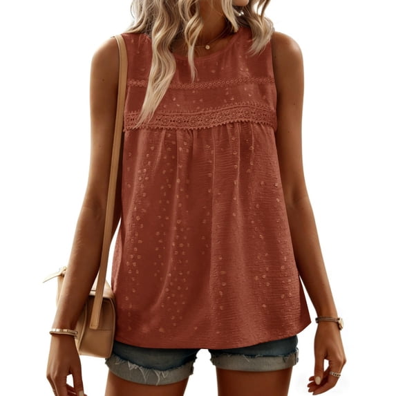 Swiss Dots Patchwork Women Sleeveless Tank Tops Camisole