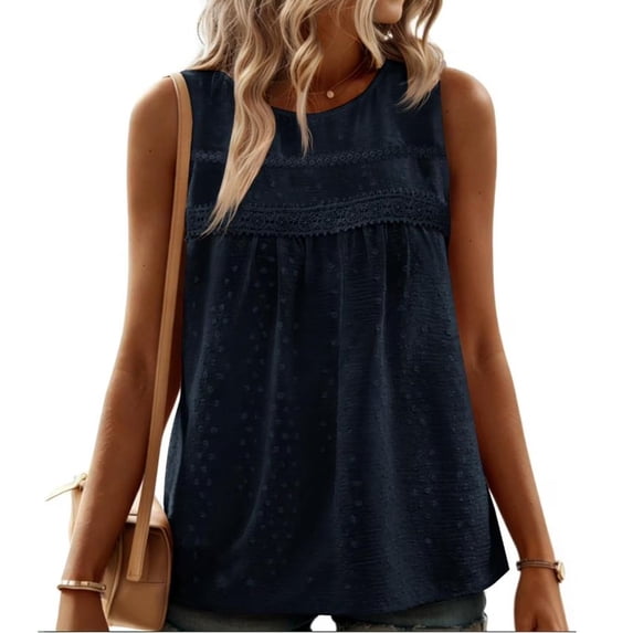 Swiss Dots Patchwork Women Sleeveless Tank Tops Camisole