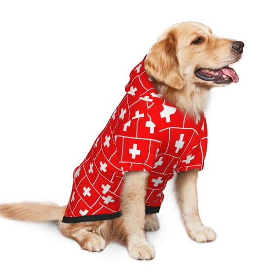 Swiss Flag Dog Hoodie Colorful Pullover Sweatshirts Small