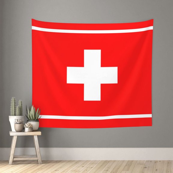 Swiss Flag Tapestry Colorful Wall Tapestry Aesthetic Tapestry Wall Hanging 60x51inch