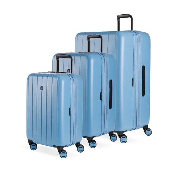 Swiss Gear Wanderlust Pro Lightweight Expandable Spinner, Light Blue, 3-Piece Set(20/24/28)
