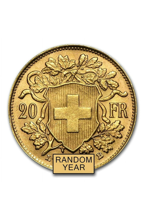 Swiss Gold 20 Francs Helvetia Coin AU (Random Year)