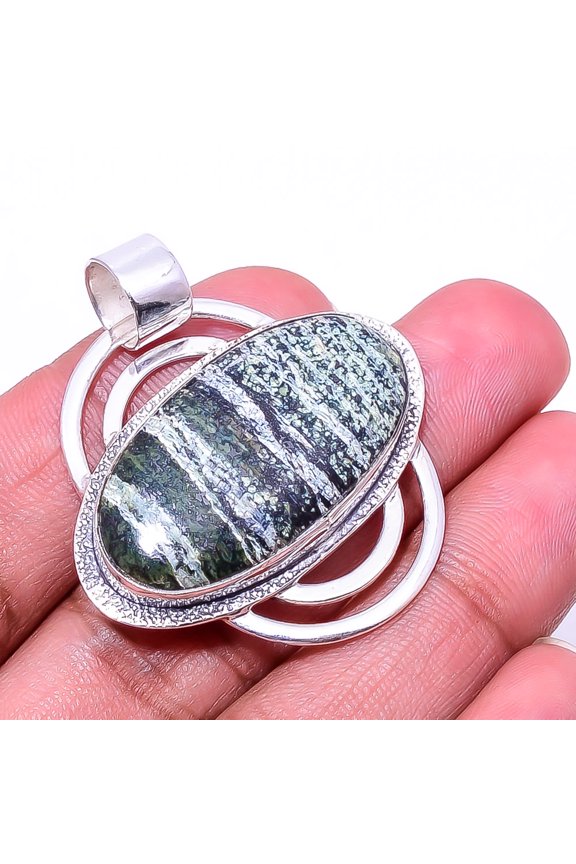 Swiss Green Opal - Virgin Islands Designer 925 Sterling Silver Pendant 1.72" P30