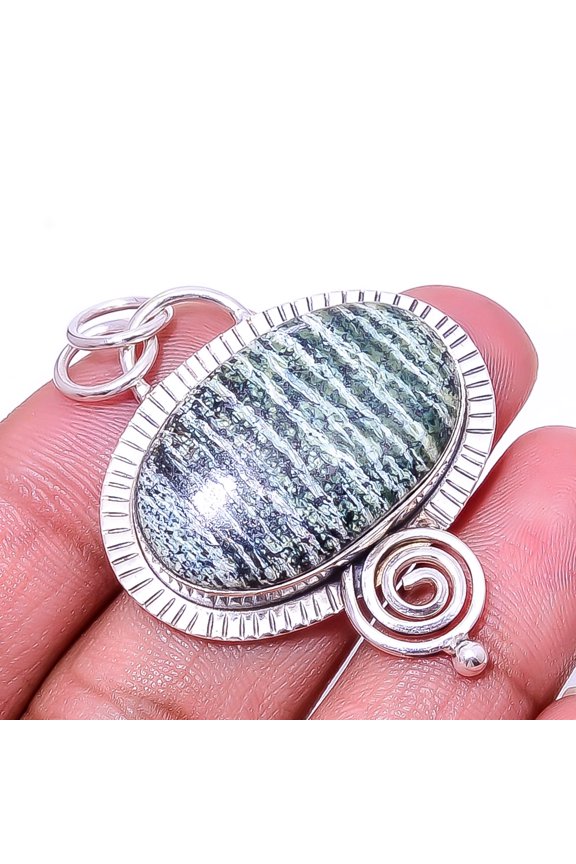 Swiss Green Opal - Virgin Islands Designer 925 Sterling Silver Pendant 1.95" P37