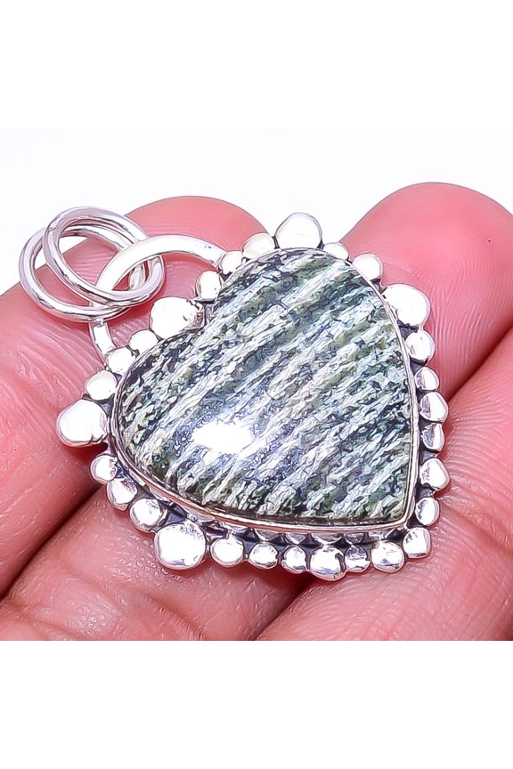 Swiss Green Opal - Virgin Islands Designer 925 Sterling Silver Pendant 2.11" P30