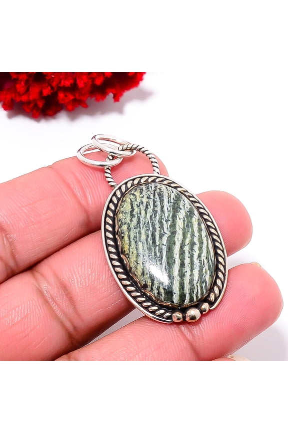Swiss Green Opal - Virgin Islands Handmade 925 Sterling Silver Pendant 1.95 P9985, Christmas Gift