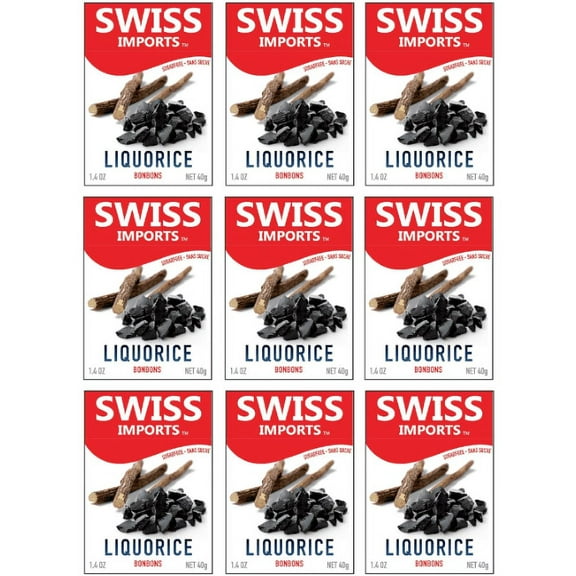 Swiss Imports Sugar Free Bonbons Hard Candy Drops, Licorice, 1.4 oz/40g Box, 9 Pack