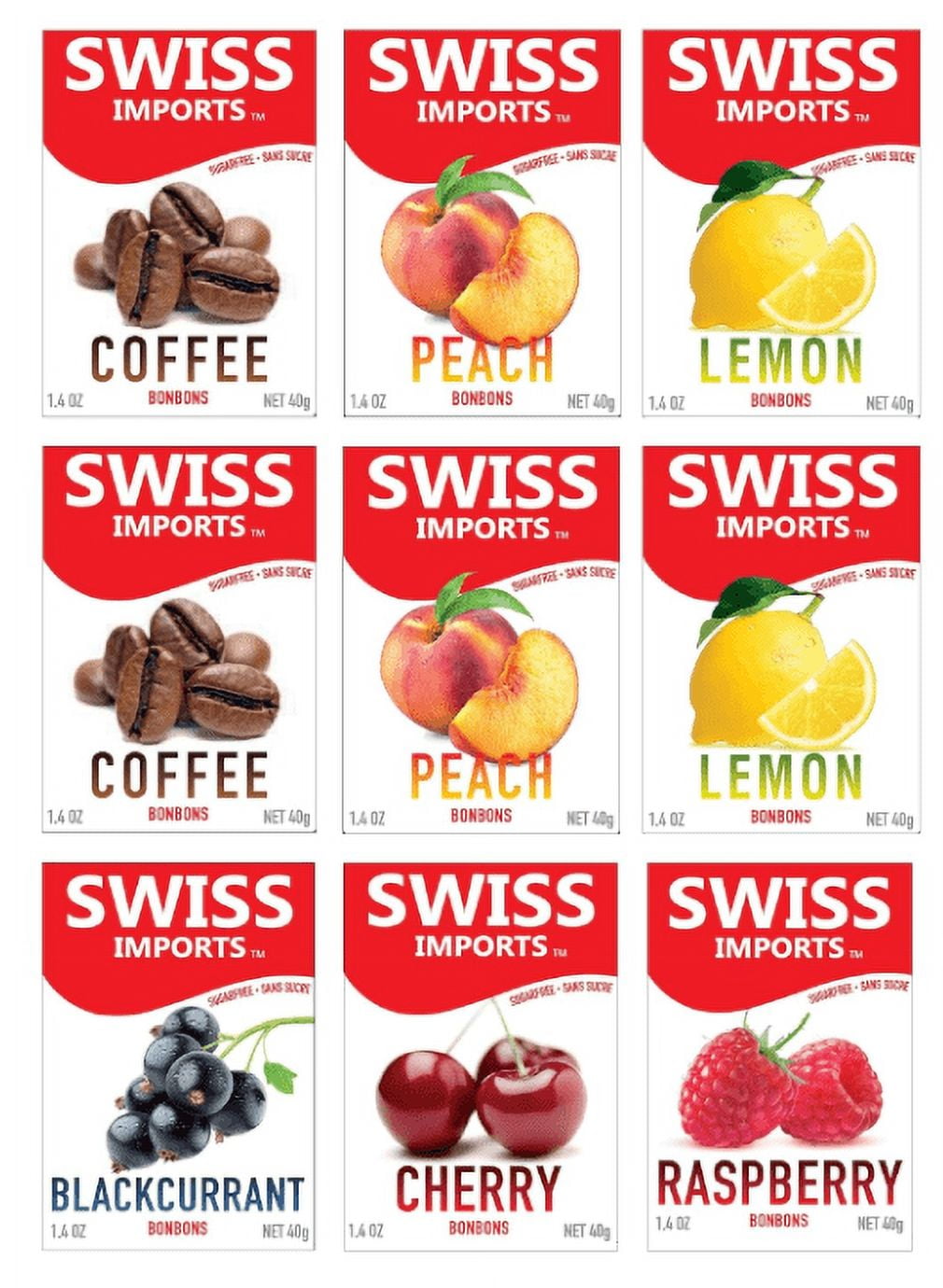 Swiss Imports Sugar Free Bonbons Hard Candy Drops, Variety Pack of ...