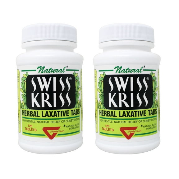 Swiss Kriss Natural Herbal Laxative Constipation Relief, 120ct, 2-Pack