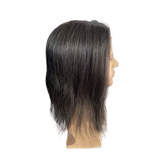 Swiss Lace Front Men's Toupee #1B20 Human Hair V-looped Thin Skin Base