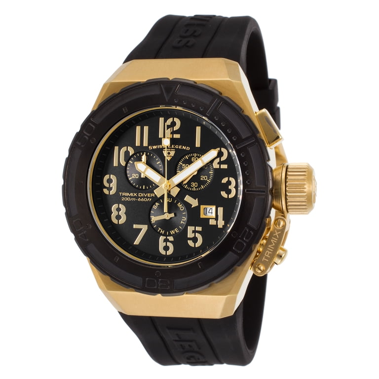 Swiss Legend Trimix Diver 2.0 Chrono, Gold-Tone Case, Black