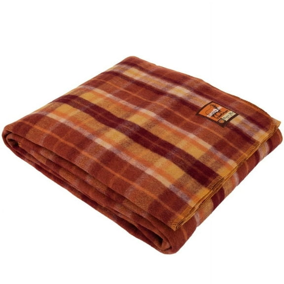 Swiss Link Classic Wool Plaid Pumpkin Spice Throw, 60" x 84"
