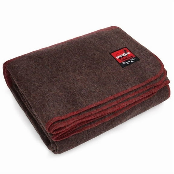 Swiss Link Classic Wool Stripped, Solid, Swiss Army Rustic/Lodge Wool Blanket, Full - Antimicrobial