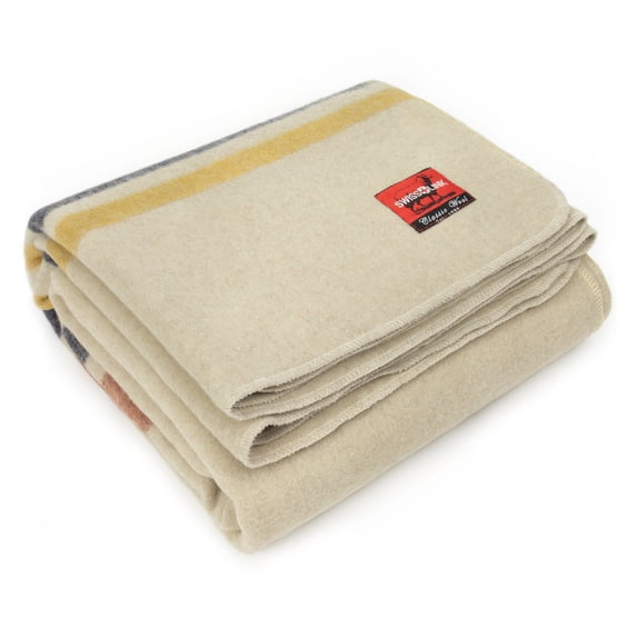 Swiss Link Military Surplus Classic Striped Wool Throw Blanket, Bay Point