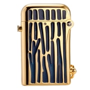Swiss Luxury Retro Brass Kerosene Lighter, Automatic Ignition, Soft-Flame, Refillable, Safety Lock, Inlay, Electroplated, Mens Gift for Husband, Collectible, Thorens Gen 2 Double Claw Blue Stripes