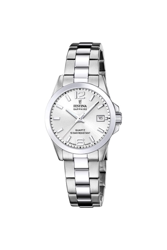 , Swiss Made Stainless Steel | Silver Dial