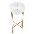 thumbnail image 1 of Monaco 15.75" Round Console Sink with Faucet Mount, White Basin Brushed Gold Legs, 1 of 11