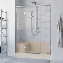 Swiss Madison Aquatique 60 X 32 Single Threshold Shower Base With Right Hand Drain and Integral Left Hand Seat in Biscuit