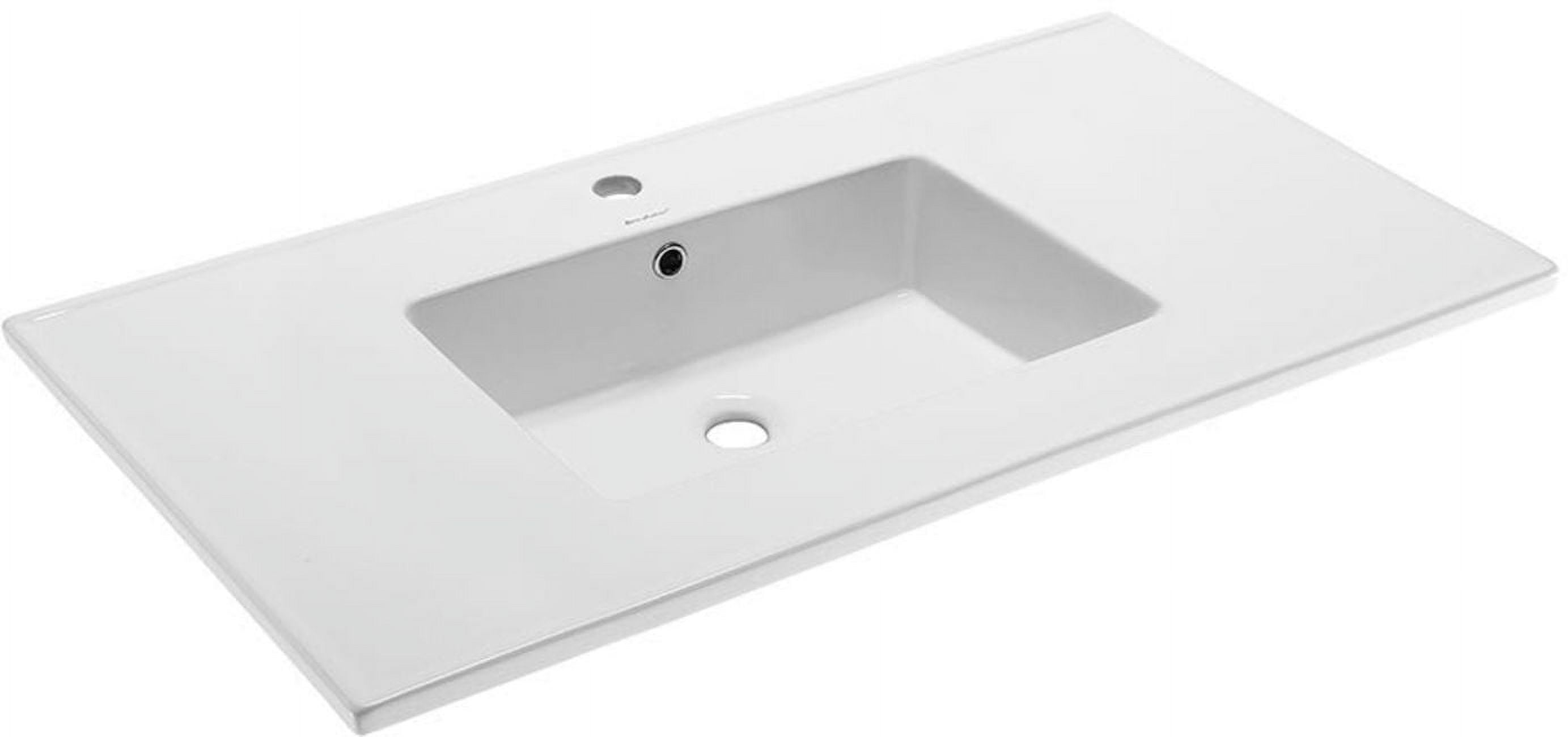 Voltaire 37" White Ceramic Vanity Top Sink with Single Faucet Hole