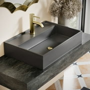 Swiss Madison Lisse 16” Square Concrete Vessel Bathroom Sink in Dark Grey