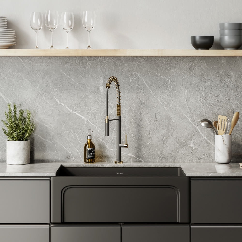 Swiss Madison Lyon 30 x 18 Fireclay, Single Basin, Farmhouse Kitchen Sink in Matte Black
